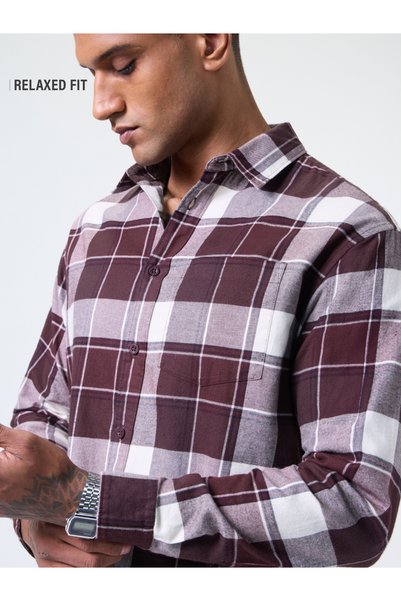 The Souled Store By Styli Men Multi-Checked Spread Collar Shirt