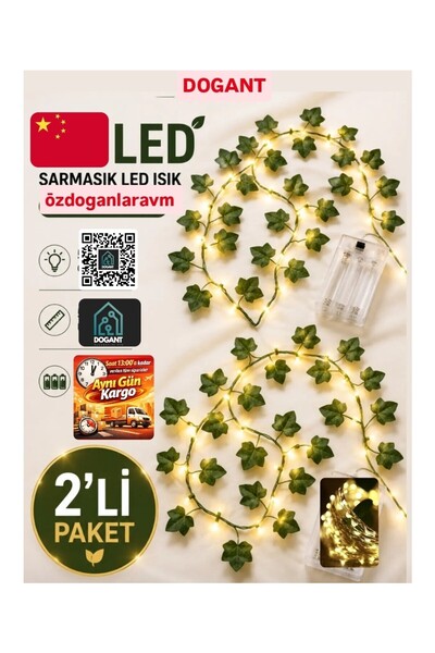 dogant özdoğanlar avm 2 Adet Yapay Sarmaşık 1 Adet LED Işık Dekoratif Peri LE...