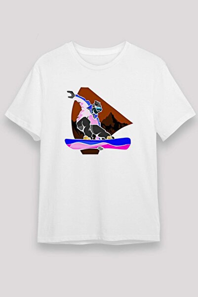 Darkhane Snowboarding Printed Unisex White T-Shirt - Tshirt