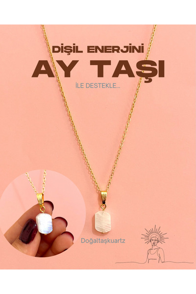 Genel Markalar Ay taşı zincir kolye. Orjinal doğal taş