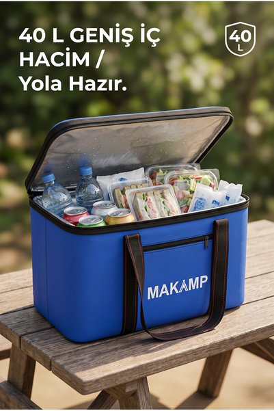 MAKAMP 40 L Termal Kamp ve Piknik Yemek Taşıma Çantası Soğutucu Buzluk Çanta ...