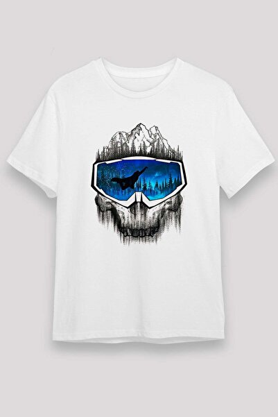 Darkhane Snowboarding Printed Unisex White T-Shirt - Tshirt