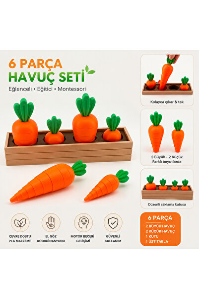 6 Parça Havuç Seti – Eğitici Montessori Oyuncak