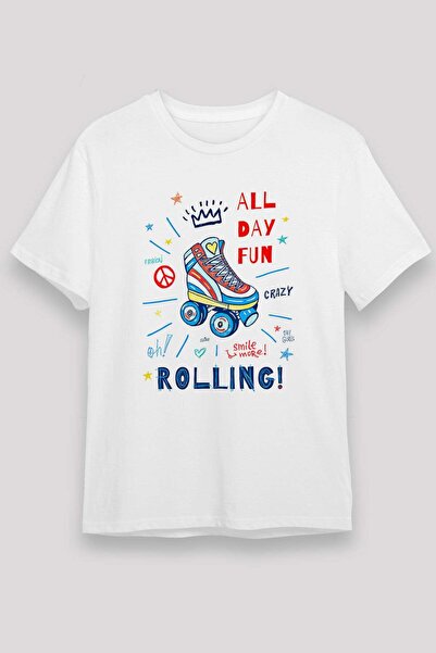Darkhane Skate Printed Unisex White T-Shirt - Tshirt