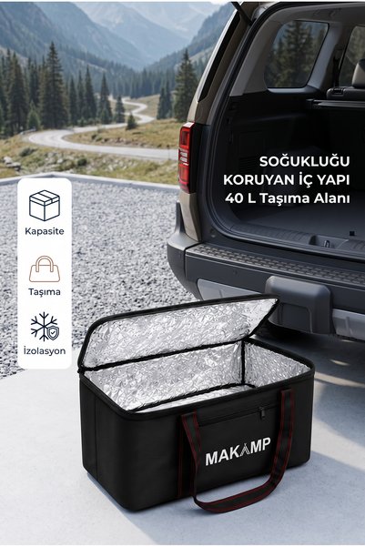 MAKAMP 40 L Thermal Camping and Picnic Food Carrying Bag Cooler Ice Bag Black