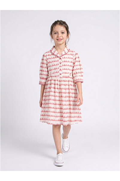 Bella Moda By Styli Girls Striped Cotton Dress with Bow Waist Applique