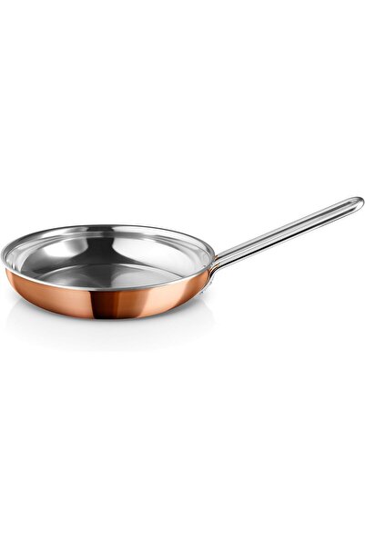 EVA SOLO 24 cm Copper Frying Pan – Triple-Layer Construction for Even Heat, Elegant Copper Exterior, Stainless Steel Interior, Long Handle, All Hob Types Including Induction (Pan - 24 cm)