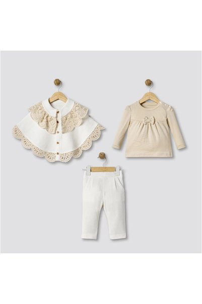 DIDuStore Mymi̇o Girls 9-24 Months 3-Piece Set with Cape