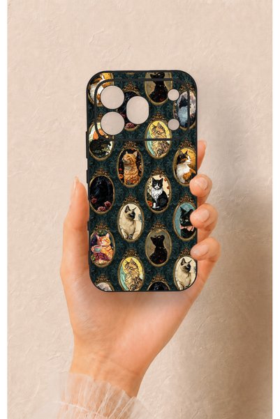 Vip Case Honor 600 Pro Compatible Vintage Cat Portraits Patterned Silicone Case