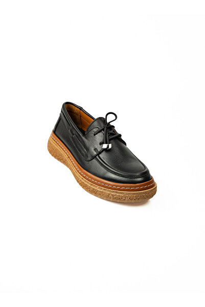 Glory 757 Black Leather Lace-Up Casual Women's Shoes