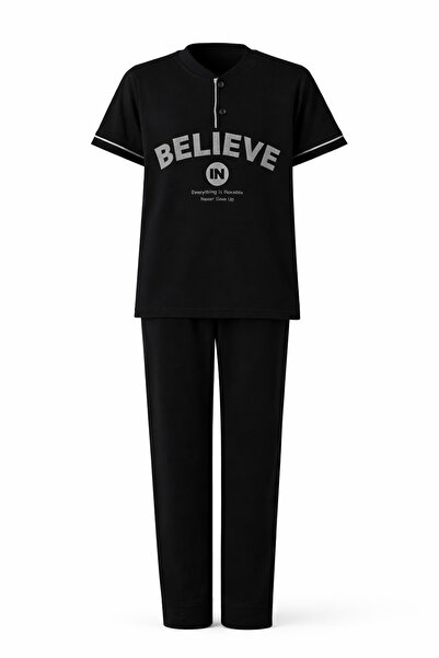 REMSA Young Boy's Cotton Combed Cotton Pajama Set 4251 Black
