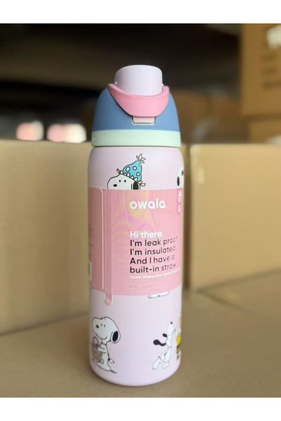 Generic Owala 32oz Insulated Stainless Steel Water Bottle with Straw Lid, Pink