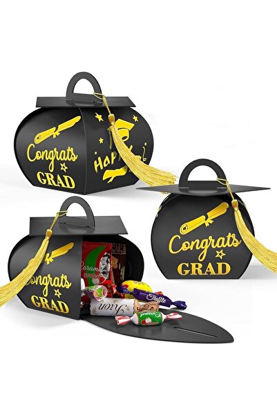 AZONEE Graduation Cap Gift Boxes with Gold Tassel, Party Favor Candy Boxes fo...