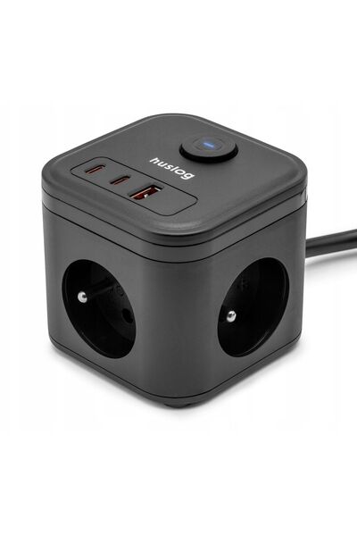 Huslog PowerSwitch HUS1002 Prelungitor tip cub, 3 prize tip E, USB-A/2x USB-C...