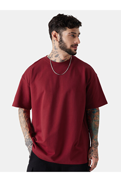 The Souled Store By Styli Men Maroon Cotton Round Neck T-Shirt