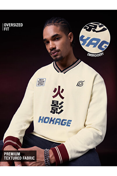 The Souled Store By Styli Men Naruto Hokage Embroidered V-Neck Oversized Fit ...