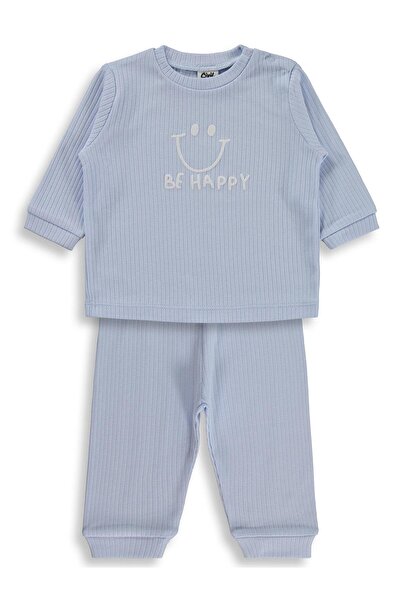 Civil Baby Smiling Face Printed 6-18 Months Pajama Set - Blue