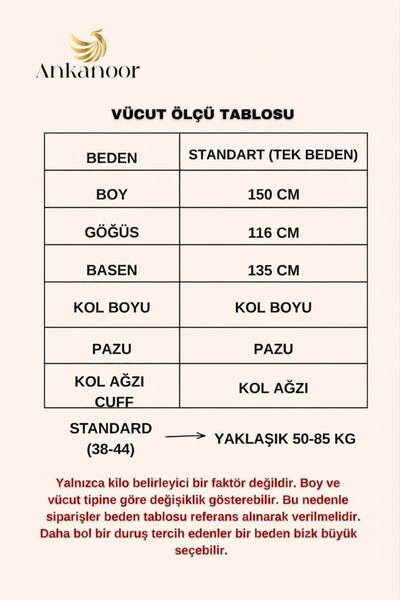 ankanoor Omuz ve Manşet Biyeli Medine İpeği Elbise 150 CM ANKA262038