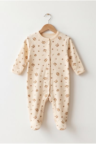hobbe baby Teddy Bear Patterned Baby Rompers 3-6-9 Months 100% Cotton 3 Different Rompers