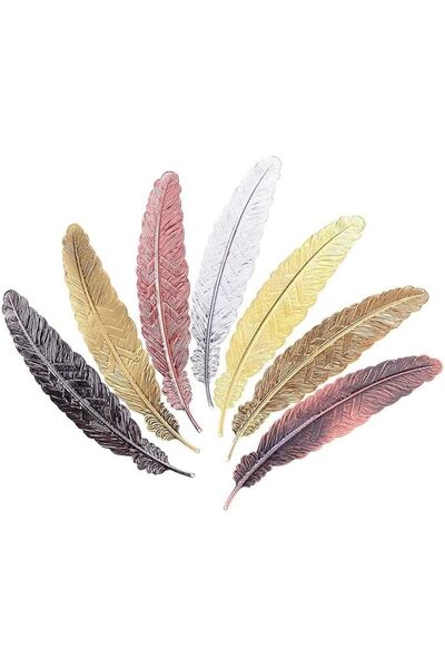 TERRIFI 7 Pieces Metal Feather Bookmarks, Vintage Feather Shape Book Marker, ...