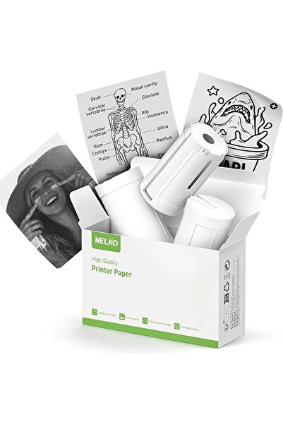Nelko ملصقات طابعة حرارية أصلية PM230، 3 لفات، بيضاء