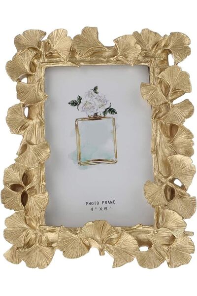 Bukela Photo Frame Vintage Polyresin Picture Frame Gold Ginkgo Leaves for Pho...