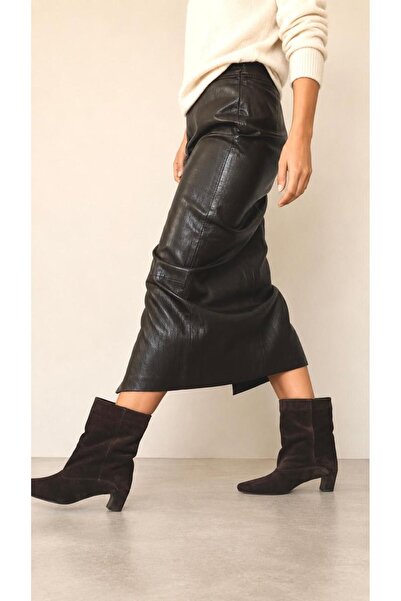 ESSO LA MİA Elıza Genuine Leather Boots Brown Suede