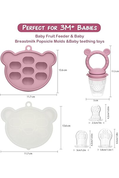 DMG TECH DMG Baby Food Feeder Pacifier, عضاضة التسنين فواكه, Silicone Fruit Feeder with Food Storage & Popsic