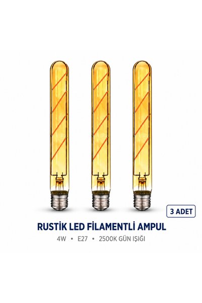 RBR T185 Rustik LED Filament Ampul 4W E27 2500K Gün Işığı Amber Vintage Ediso...