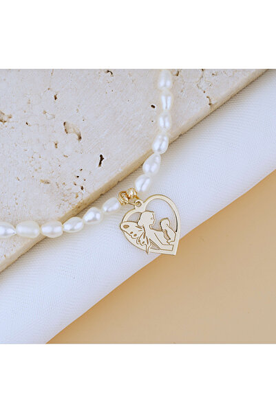 BLACK SWAN Bijoux Colier perle naturale si pandantiv din Aur 14K - Mama si Bebe