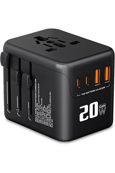 Naxifly 20W PD Universal Travel Adapter, International Power Plug Adapter wit...