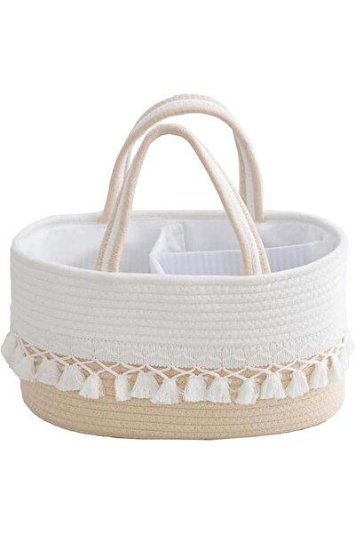 ALMEKAQUZ Woven Storage Basket, Baby Diaper Caddy Organizers Boho Portable To...