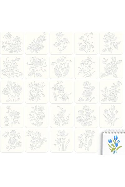Generic 24 قطعة من قوالب الرسم الزهرية مقاس 5.1 × 5.1 بوصة - قوالب رسم قابلة ...
