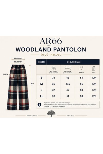 Generic Brand Ar66 Woodland Plaid Elastic Waist Relaxed Cut Women's Trousers