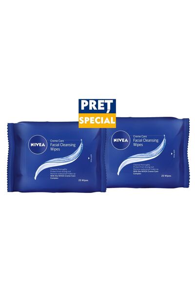 NIVEA Pachet promoțional: Șervețele demachiante Creme Care, 2 x 25 bucăți