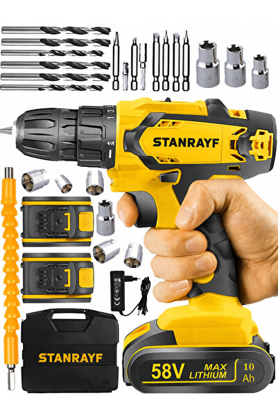 stanrayf Alman V-Tech 58V 10 Ah Çelik Şanzıman Bakır Sargı Çift Akülü Şarjlı ...