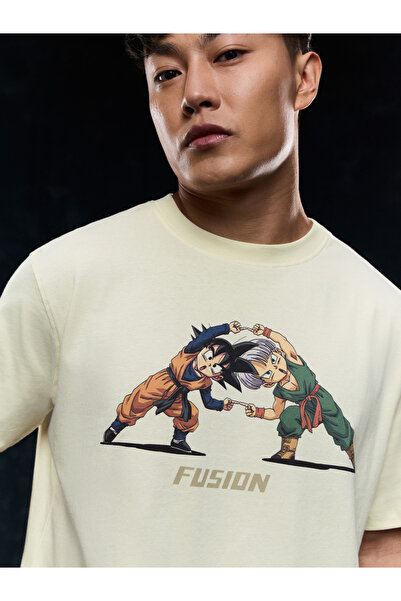 The Souled Store By Styli تي شيرت رجالي مطبوع عليه Dragon Ball Z باللون الكريمي