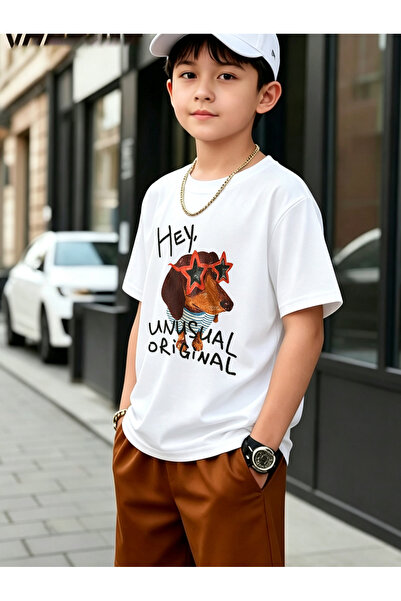 Take Two By Styli Boys White Cotton Short Sleeve Graphic T-Shirt