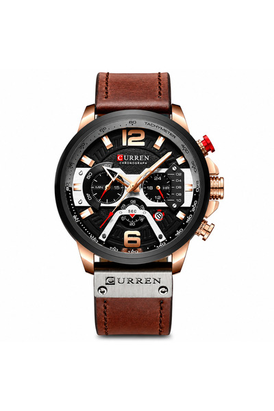 Curren Mens Quartz Analog Calendar Fashion Waterproof Leather Band Wrist Watch