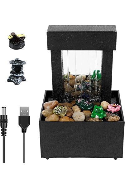 KASTWAVE Portable Tabletop Waterfall Fountain with LED Light, Battery & USB P...
