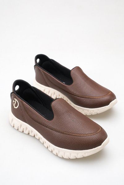 SEFERİ Women's Brown Orthopedic Low-Sole Casual Sports Comfortable Shoes