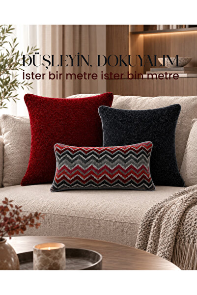 BEZEK Premier 3’lü Cherry Kırlent Seti Mavi – 30x60, 40x40, 50x50 Dolgulu Kır...