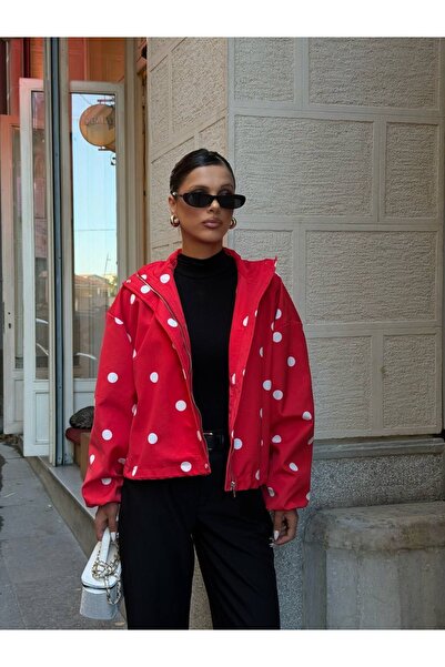 Ekim Store Polka Dot Zippered Trench Jacket