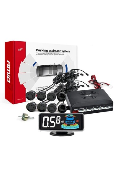 AMIO Set de 8 senzori de parcare, față-spate, cu afișaj LED 3D, 03191