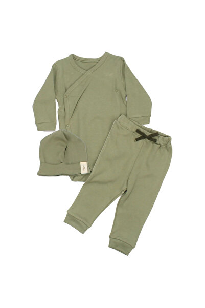 bebegen Unisex Water Green Bodysuit Beret 3 Piece Set