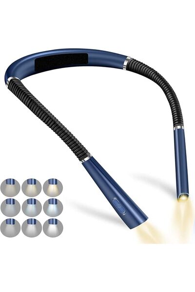 SCIENISH ضوء قراءة LED للرقبة، ضوء قراءة للسرير، 3 ألوان، 6 مستويات سطوع، ذرا...