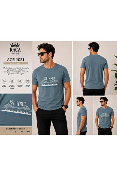 Erkek/Unisex Regular Fit Normal Kesim %100 Pamuklu Yumuşak Dokulu Enjeksiyon İstanbul Baskılı Tişört