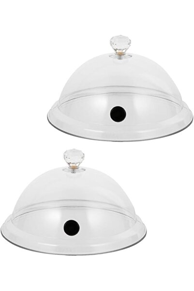 PRETYZOOM 2pcs Food Smoke Covers Acrylic Dessert Lid With Handle Food Grade P...
