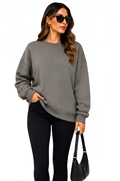 BUSEM Women's Basic Oversize Sweatshirt – Modal Blended Stretch Fabric