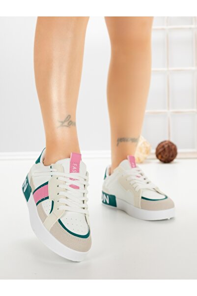 Gallevani Women's green sports shoes made of eco- Leather and textile materia...